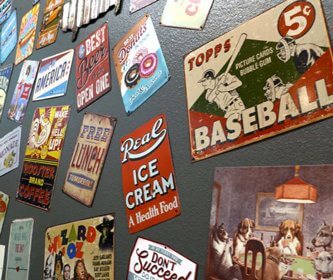 Assorted details from wall of Lola's restaurant in Tyler, Texas