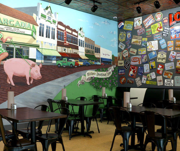 Mural from the dining room in Lolas restaurant in Tyler Texas
